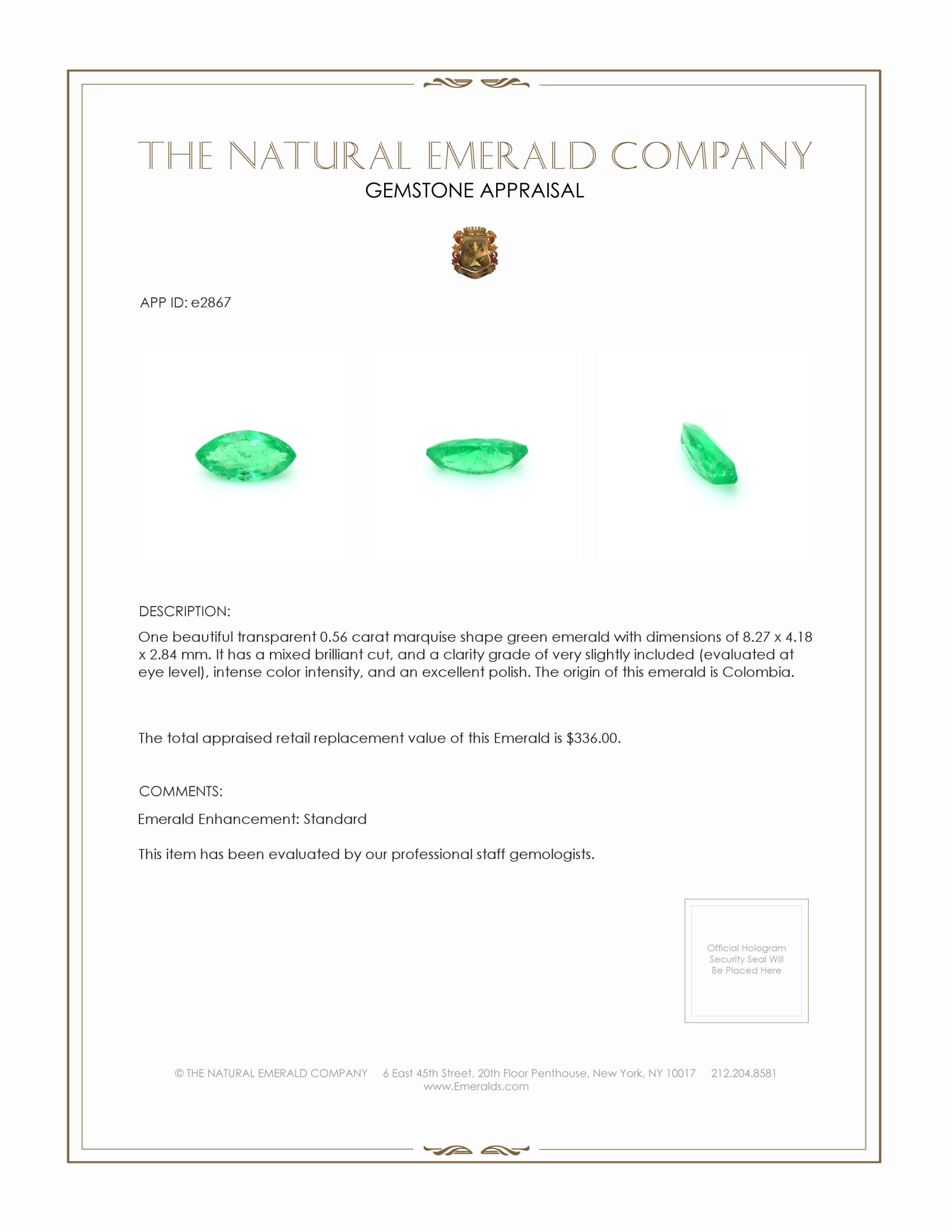 0.56 Ct. Emerald from Colombia