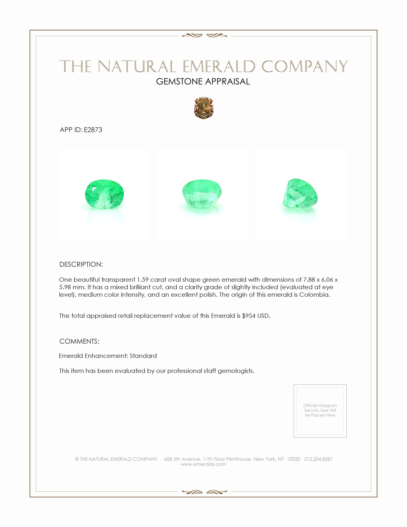 1.59 Ct. Emerald from Colombia