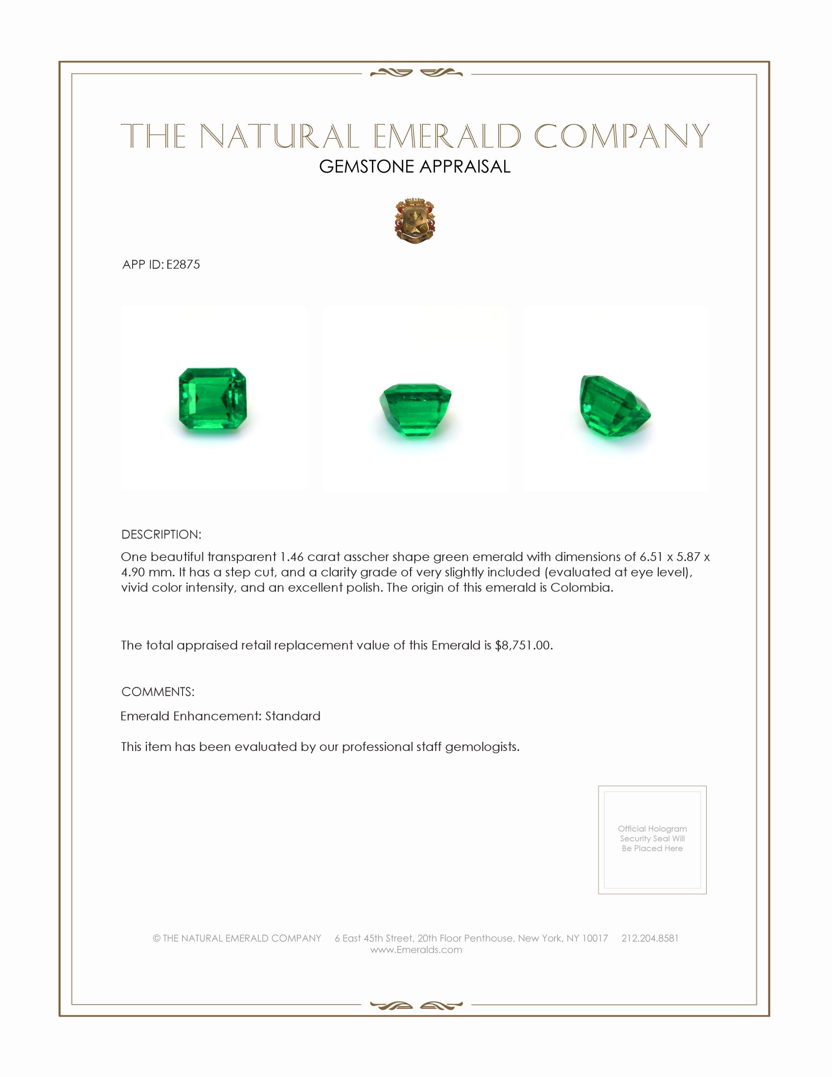 1.46 Ct. Emerald from Colombia