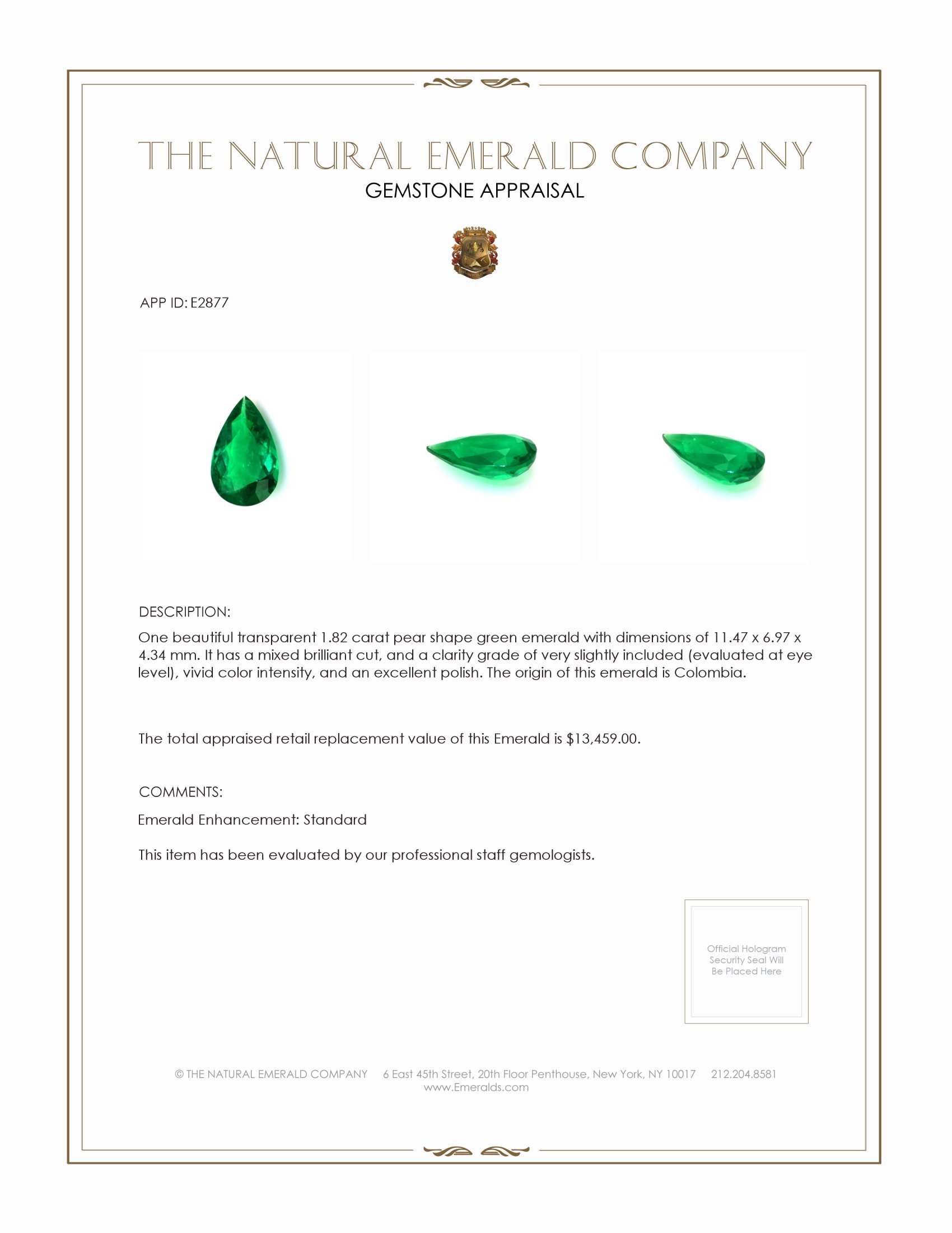 1.82 Ct. Emerald from Colombia