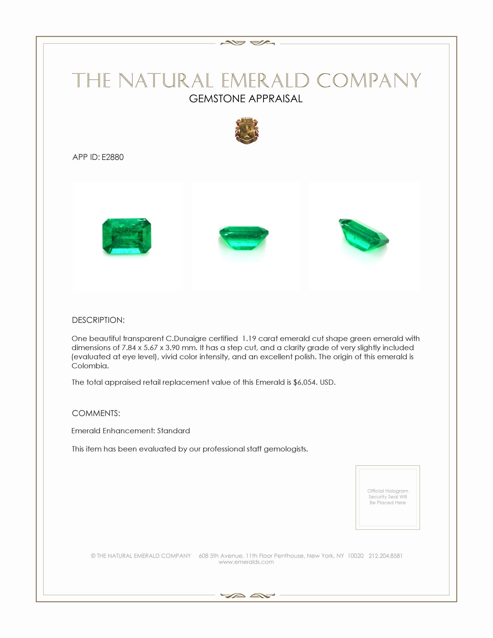 1.19 Ct. Emerald from Colombia