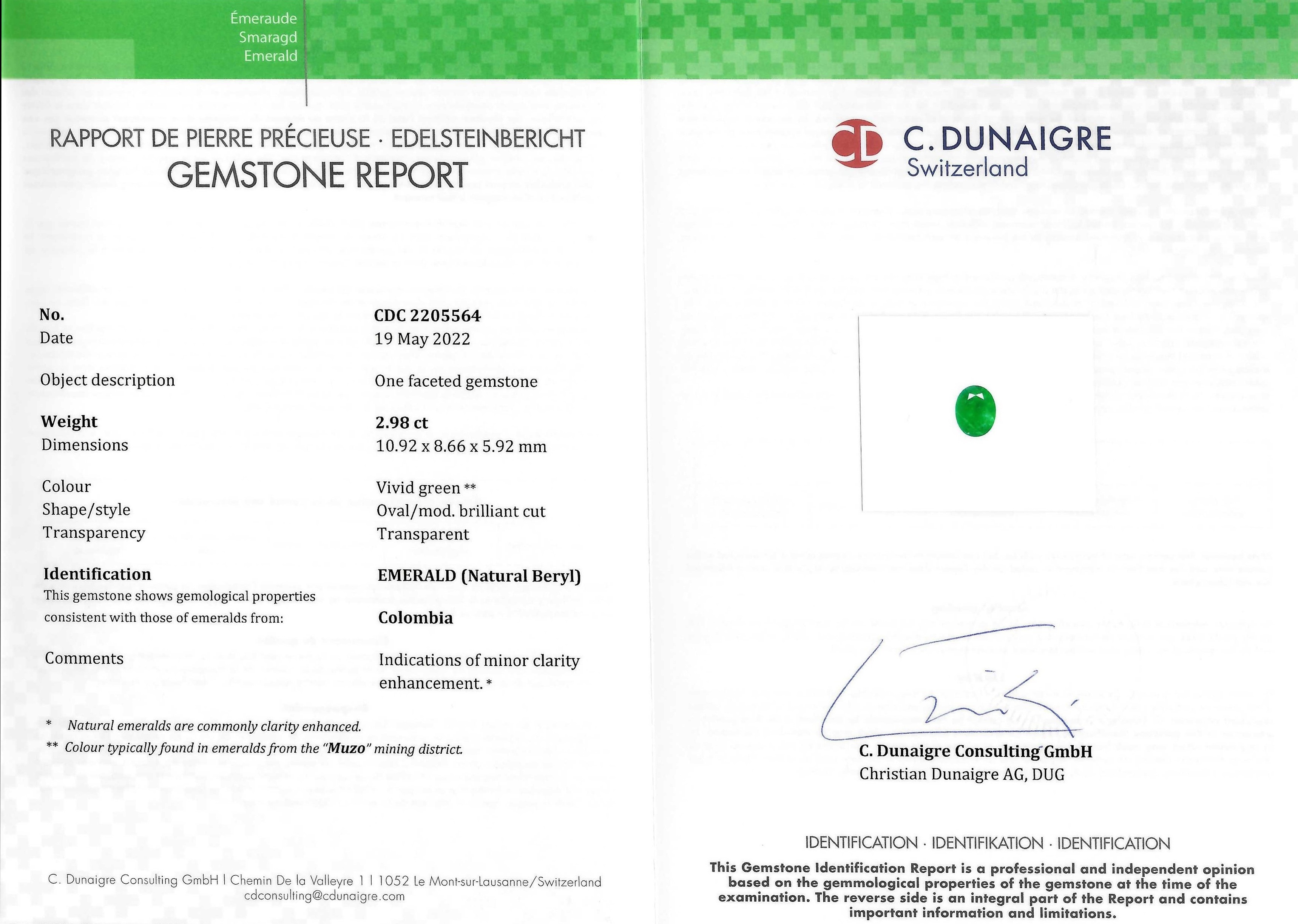 2.98 Ct. Emerald from Colombia