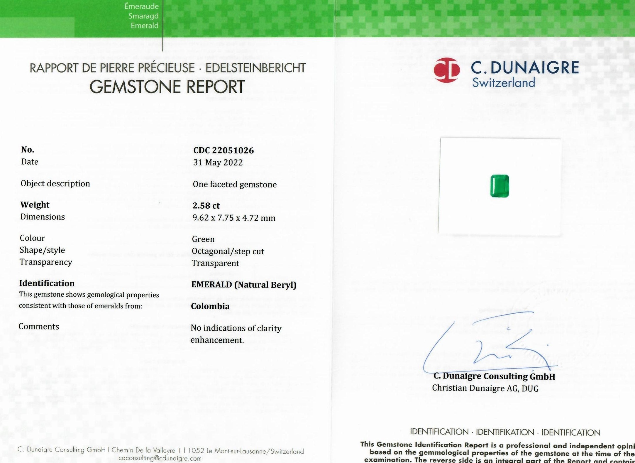 2.58 Ct. Emerald from Colombia