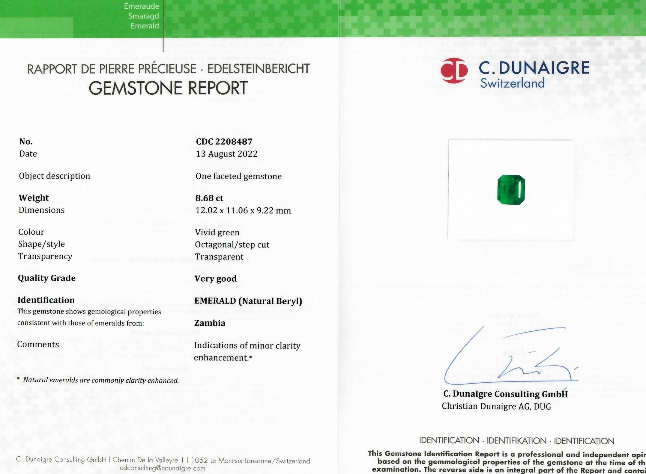 8.68 Ct. Emerald from Zambia