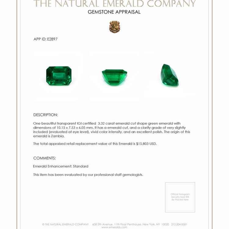 3.32 Ct. Emerald from Zambia