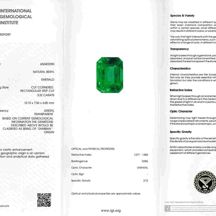 3.32 Ct. Emerald from Zambia