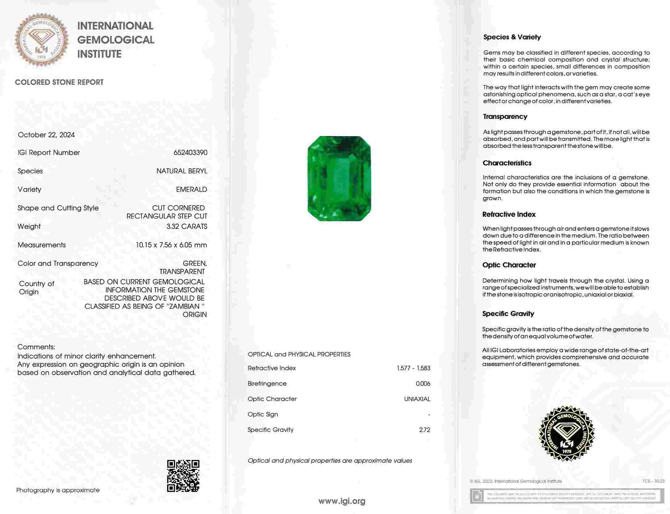 3.32 Ct. Emerald from Zambia