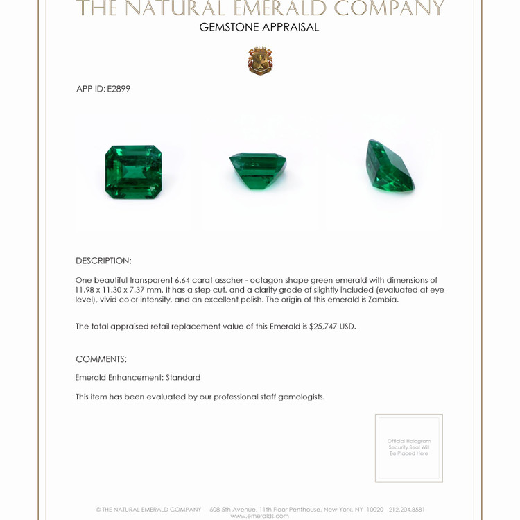 6.64 Ct. Emerald from Zambia