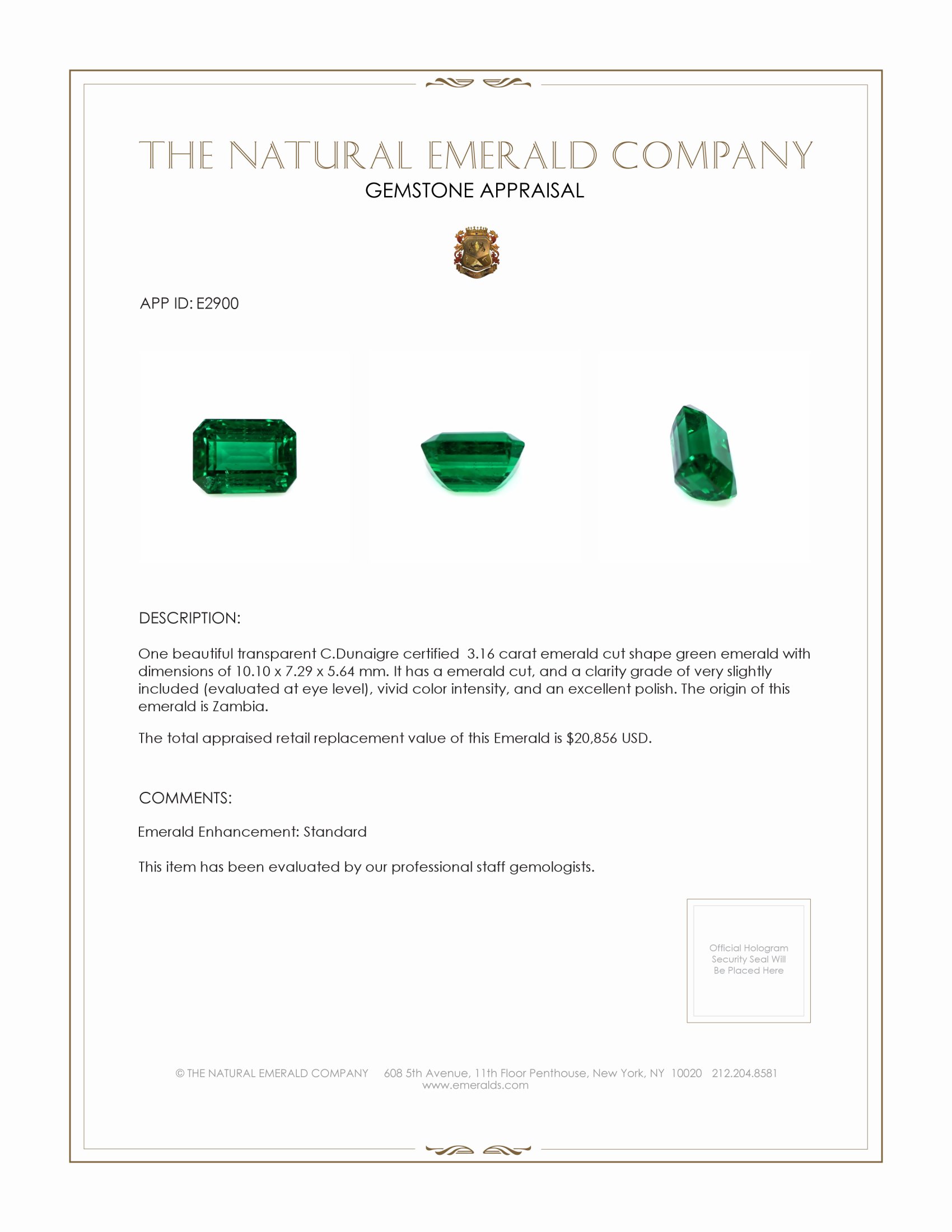3.16 Ct. Emerald from Zambia
