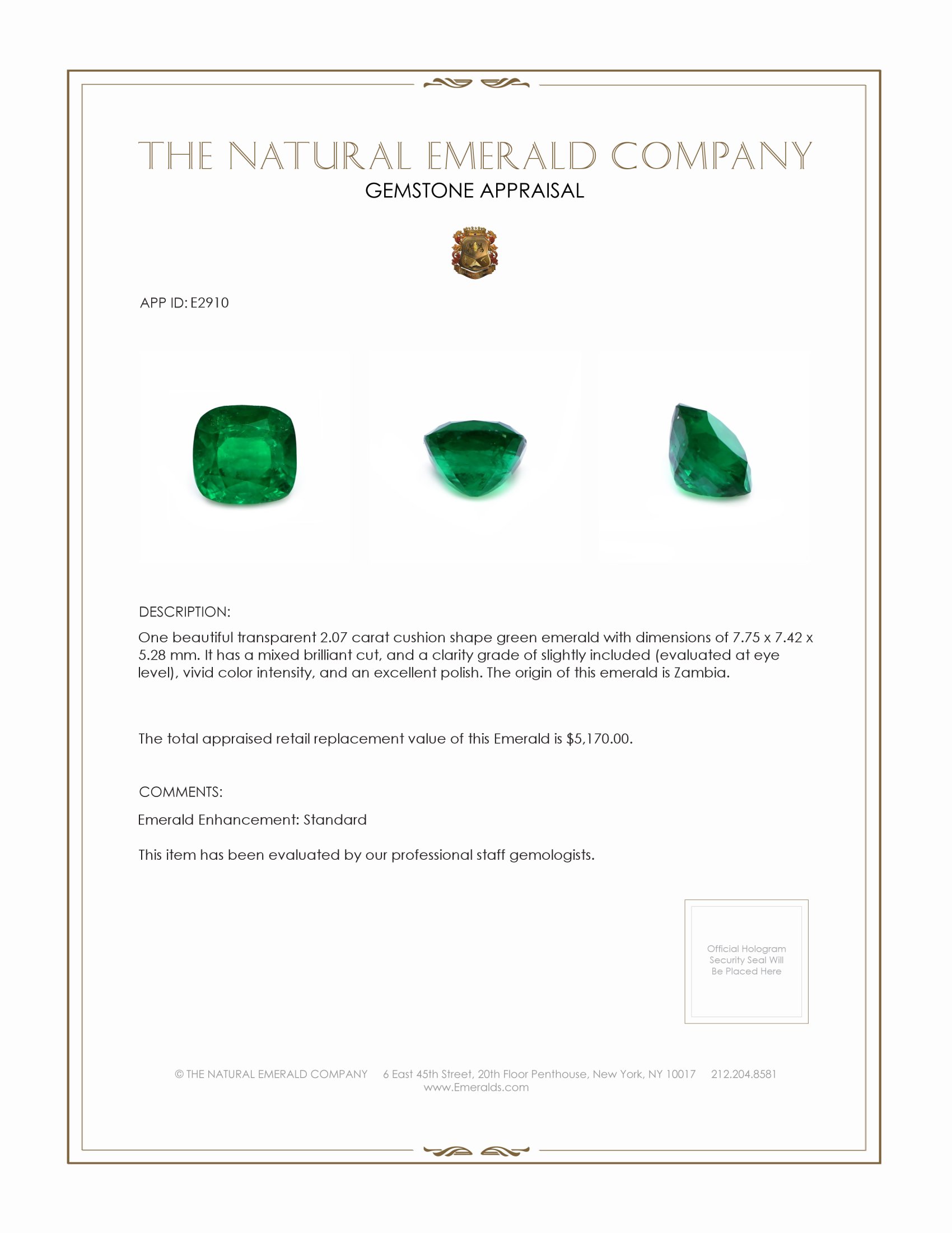 2.07 Ct. Emerald from Zambia