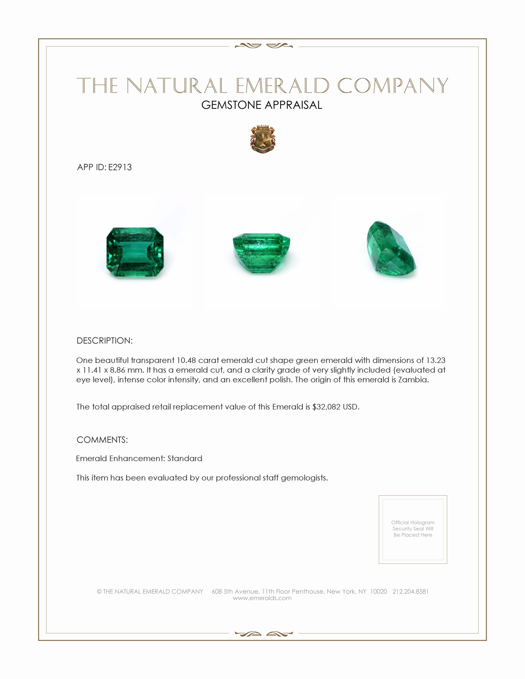 10.48 Ct. Emerald from Zambia