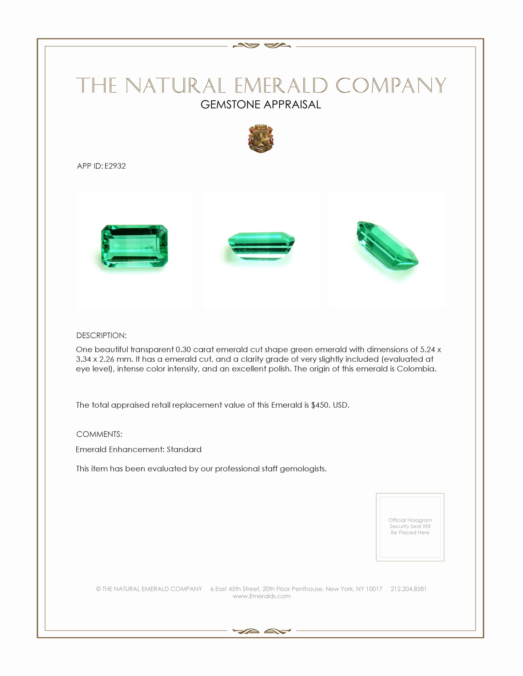 0.30 Ct. Emerald from Colombia