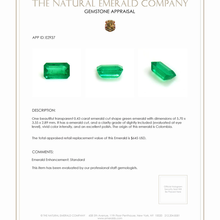 0.43 Ct. Emerald from Colombia