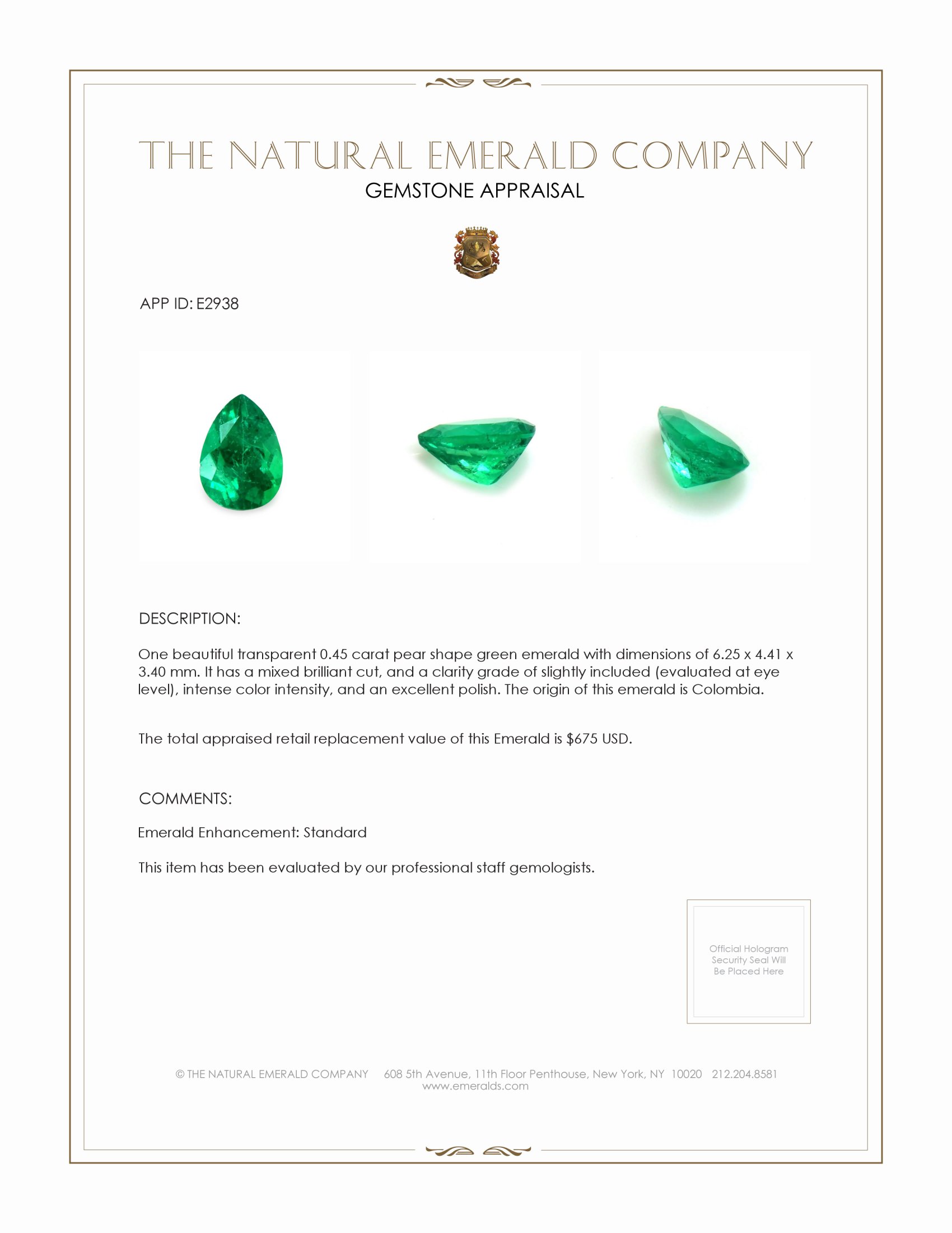 0.45 Ct. Emerald from Colombia