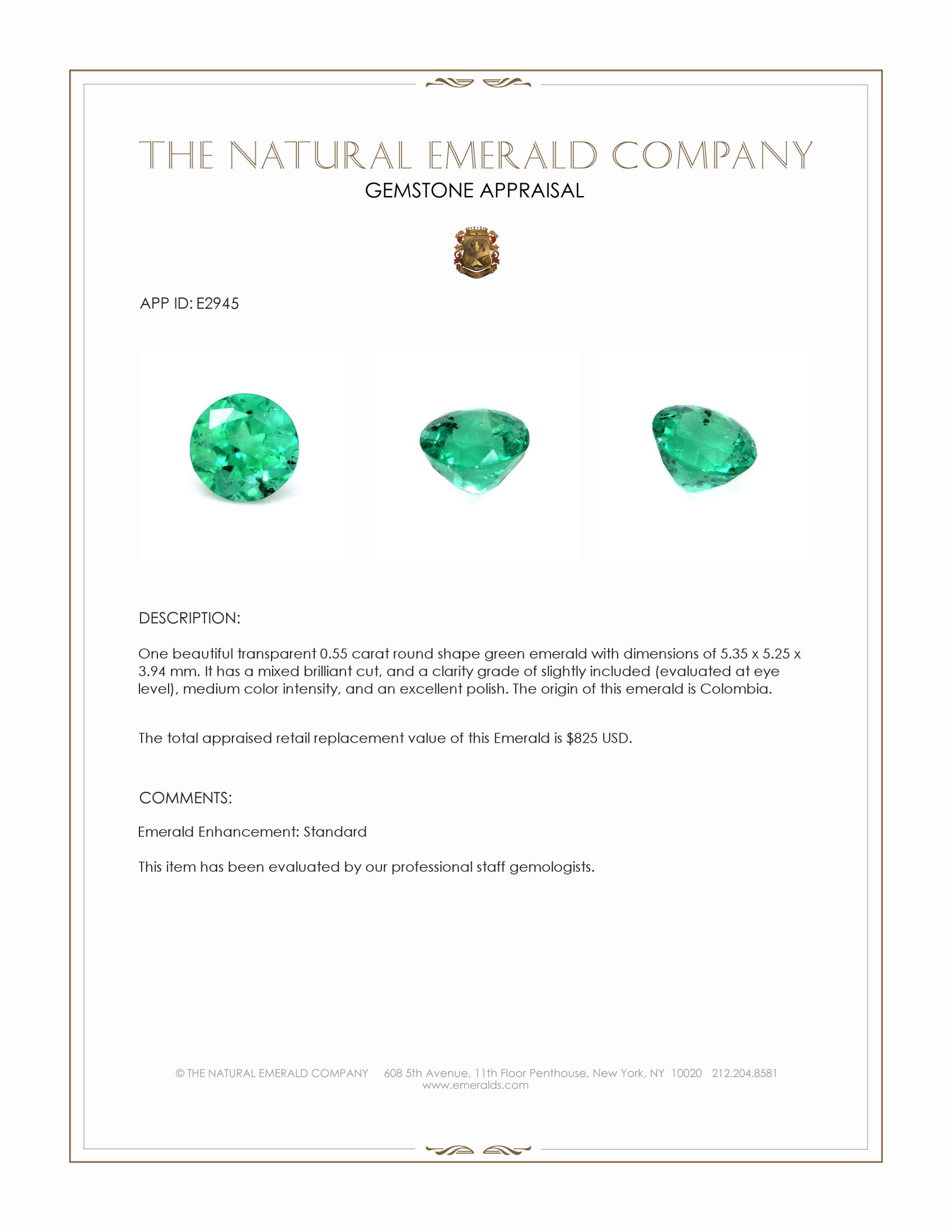 0.55 Ct. Emerald from Colombia