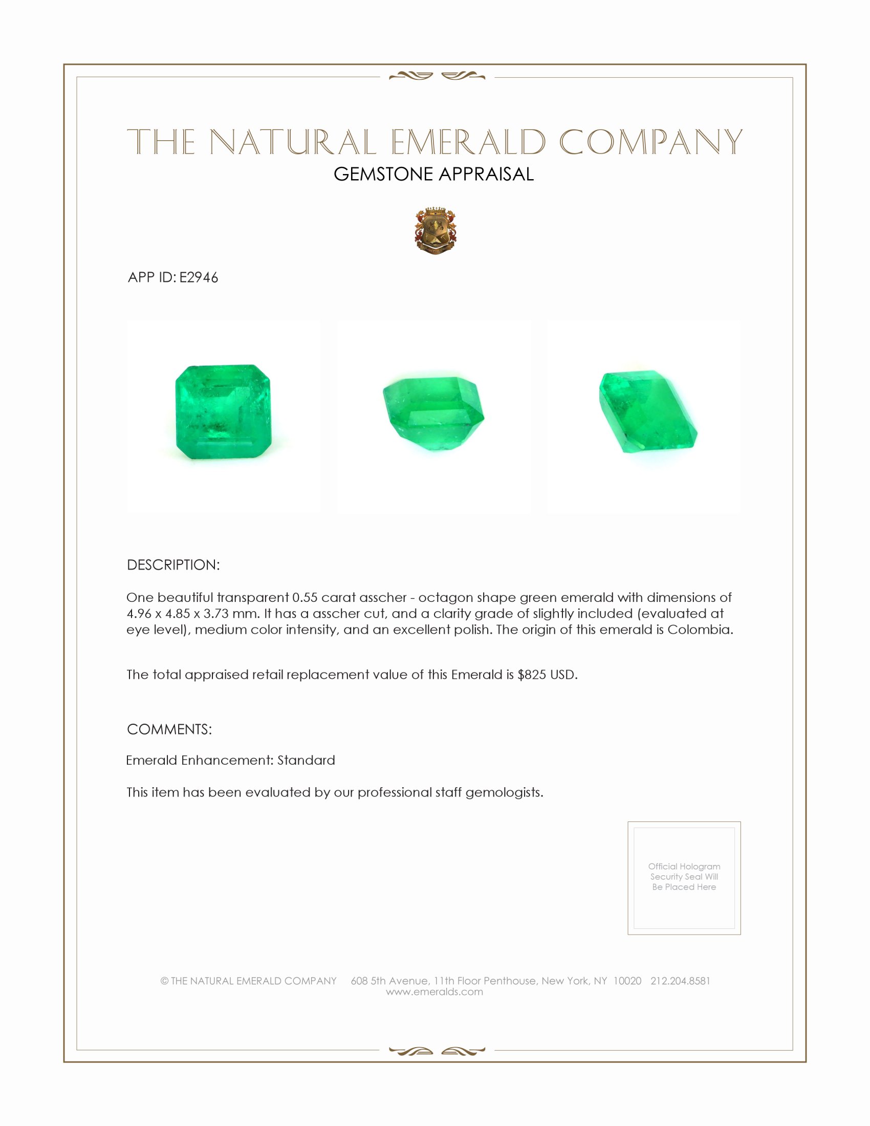 0.55 Ct. Emerald from Colombia