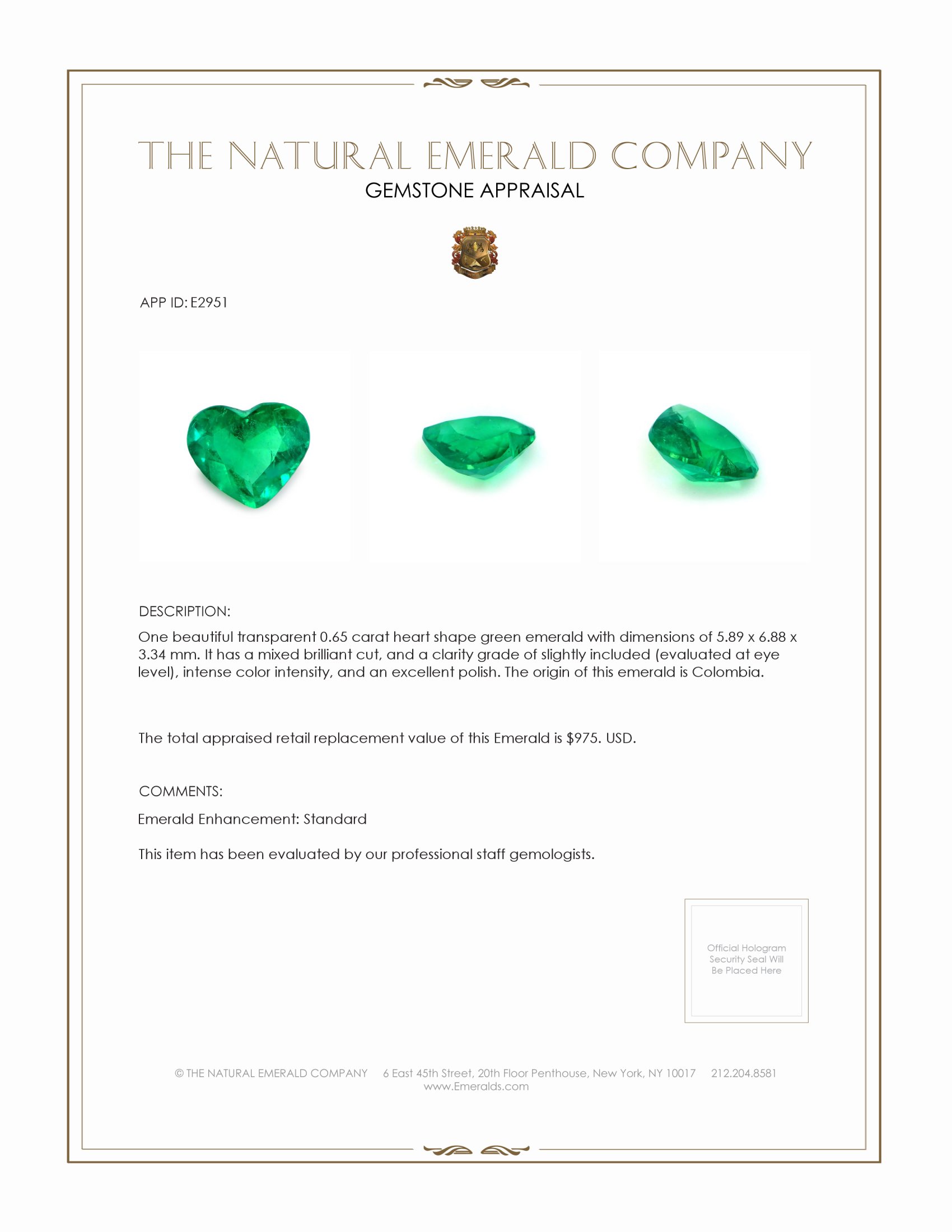 0.65 Ct. Emerald from Colombia