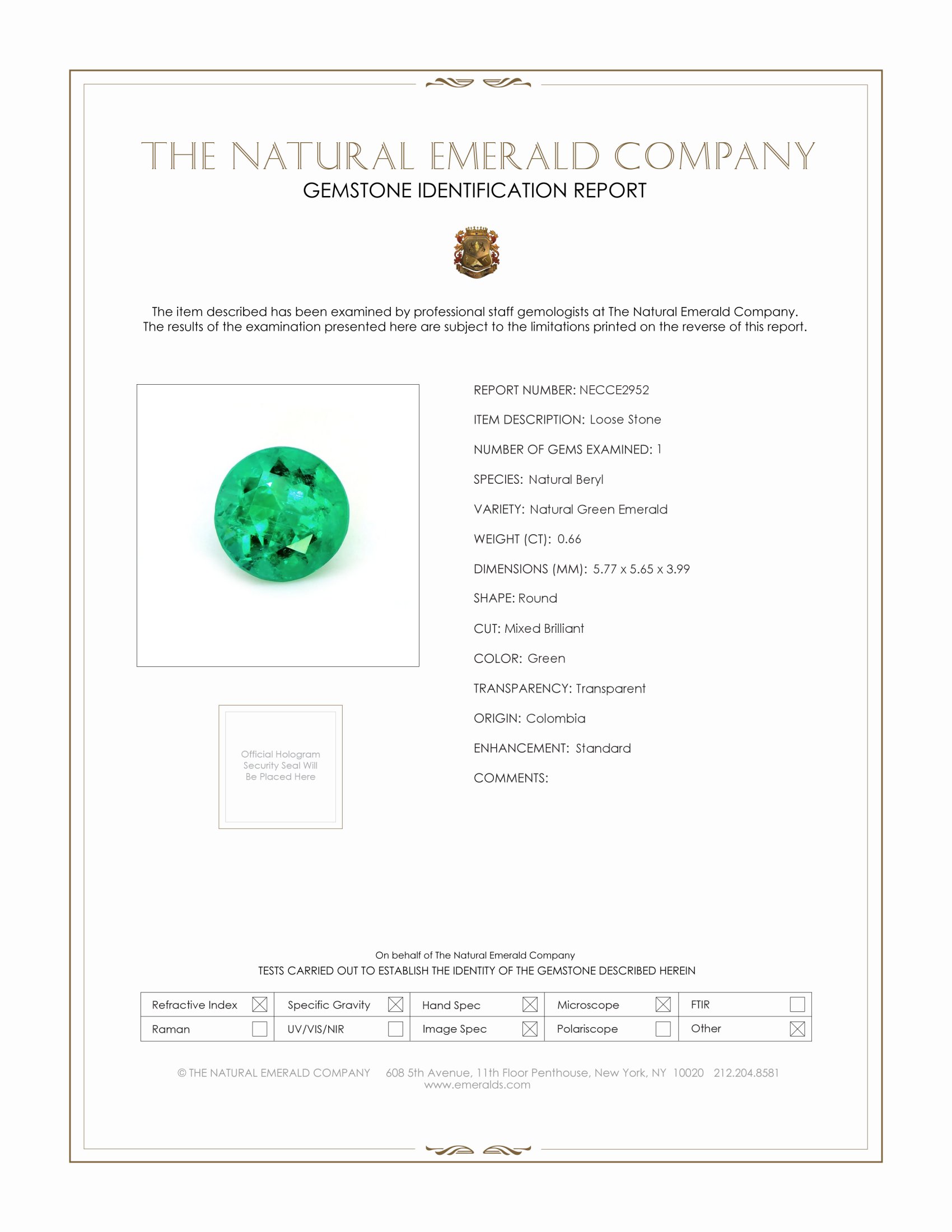0.66 Ct. Emerald from Colombia