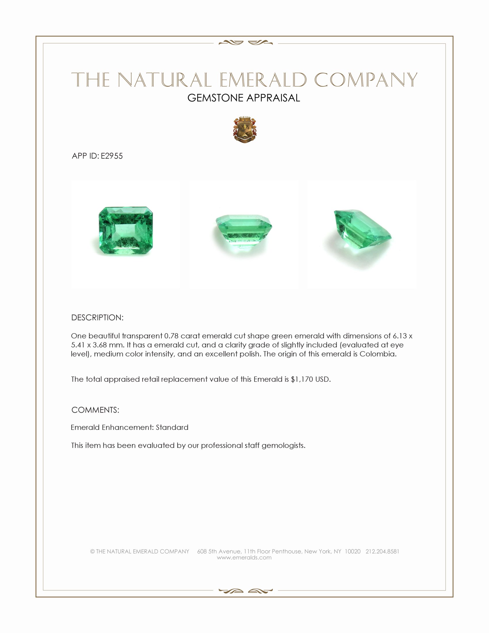 0.78 Ct. Emerald from Colombia