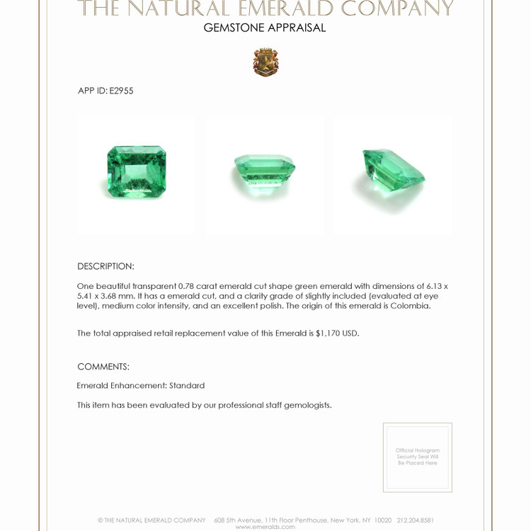 0.78 Ct. Emerald from Colombia