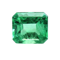 Three Stone Emerald Ring 0.78 Ct., 18K Yellow Gold Combination Stone