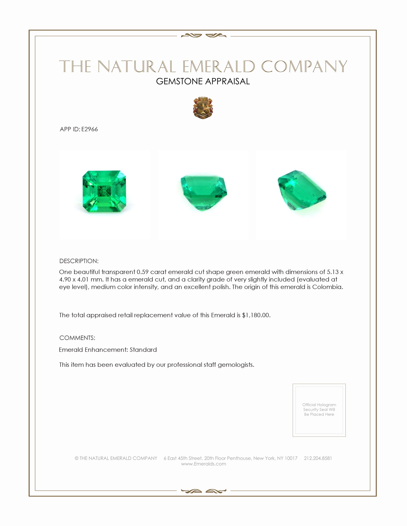 0.59 Ct. Emerald from Colombia