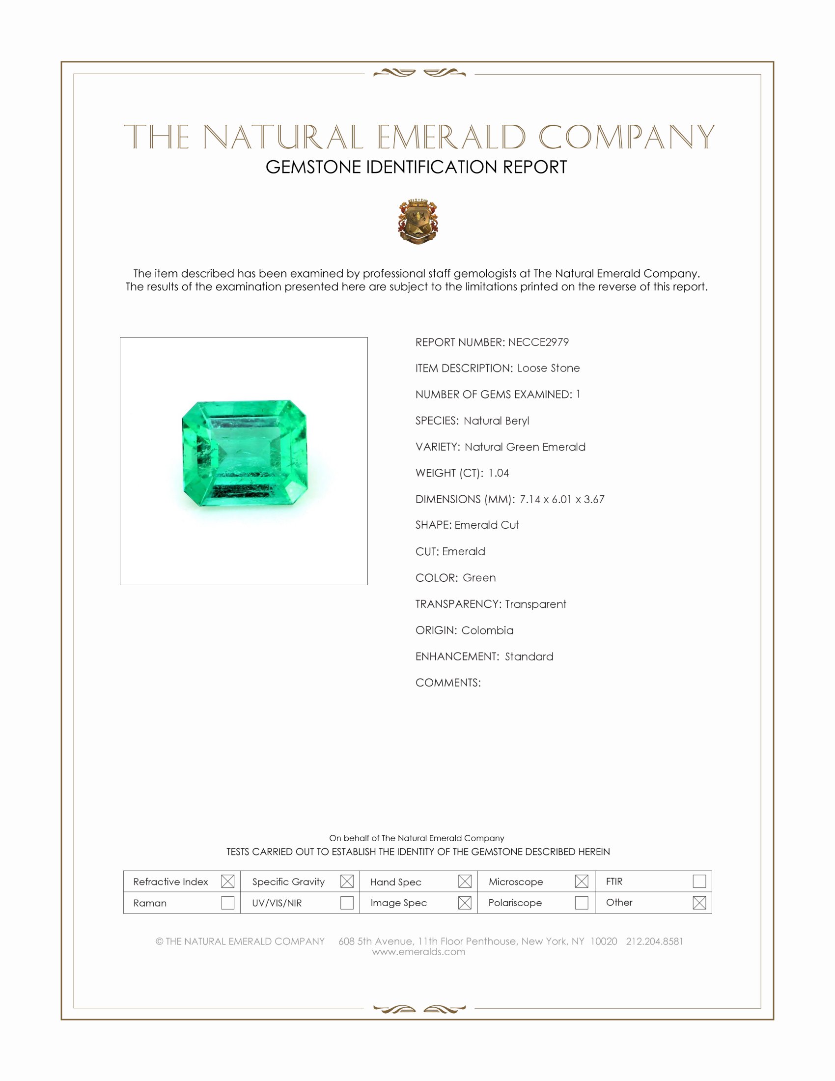 1.04 Ct. Emerald from Colombia