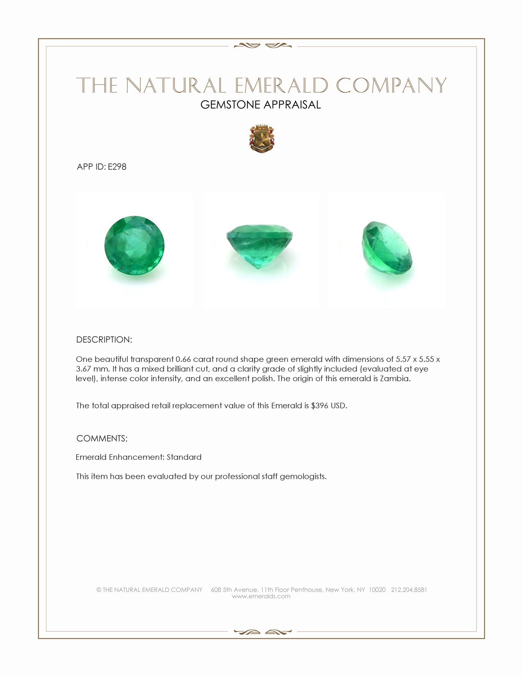 0.66 Ct. Emerald from Zambia