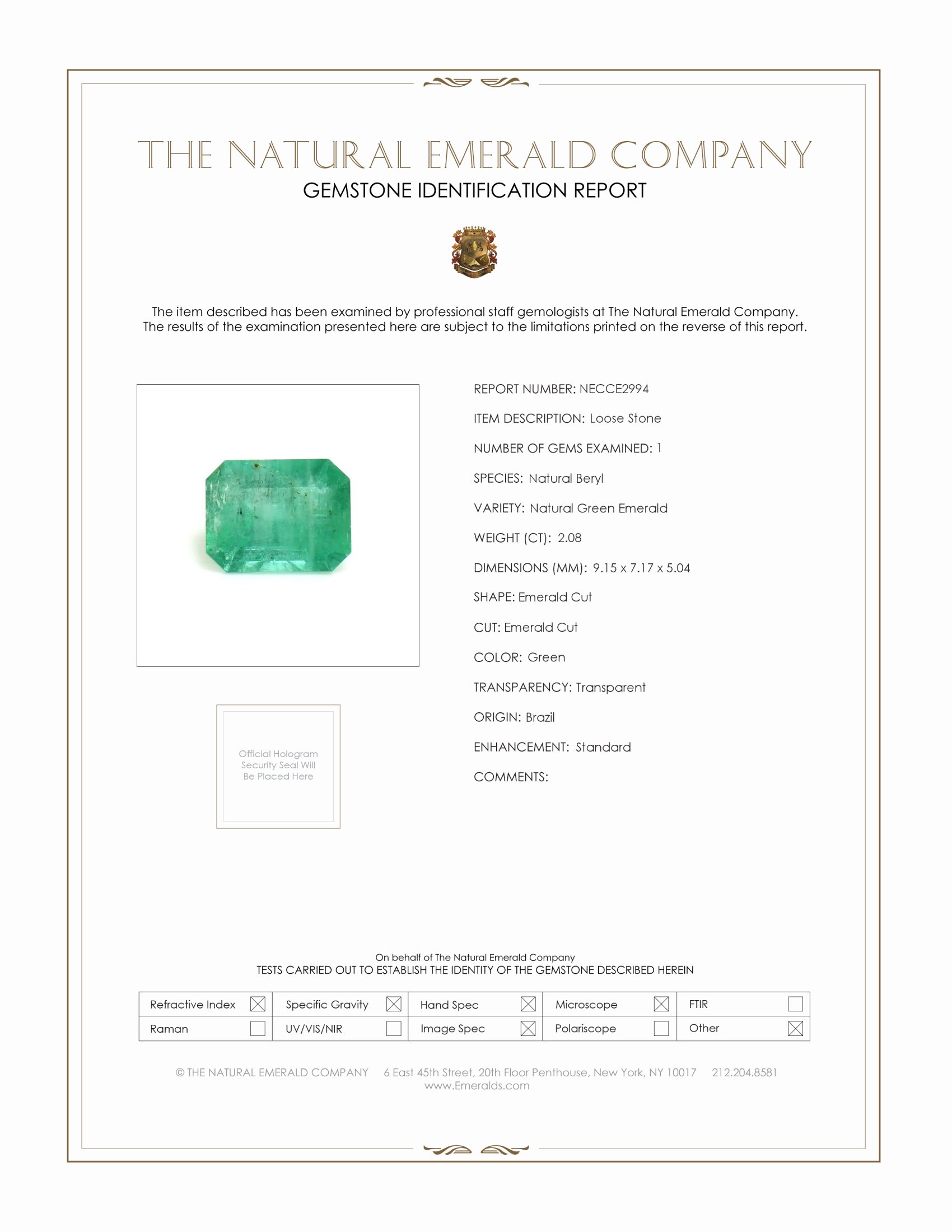 2.08 Ct. Emerald from Brazil