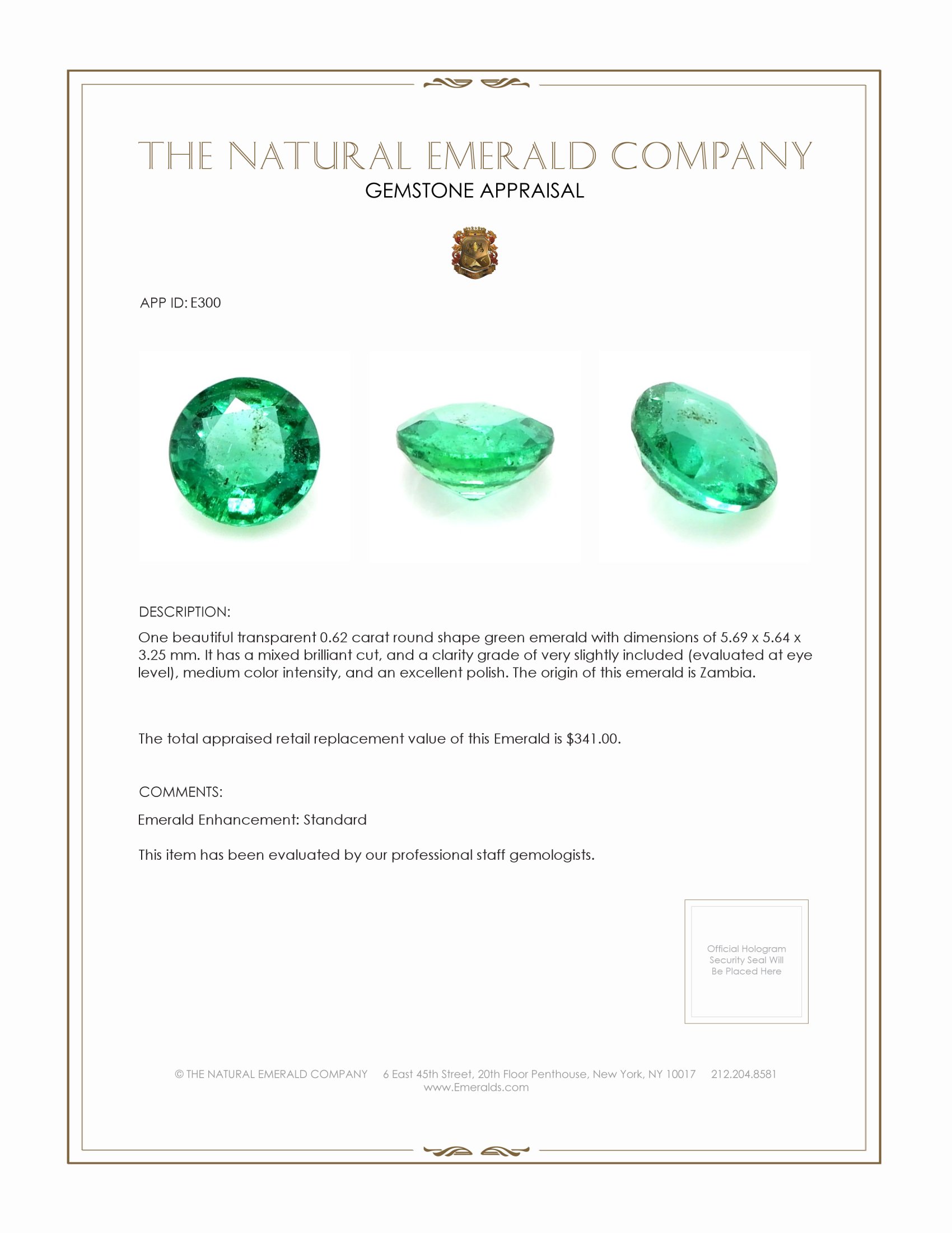 0.62 Ct. Emerald from Zambia