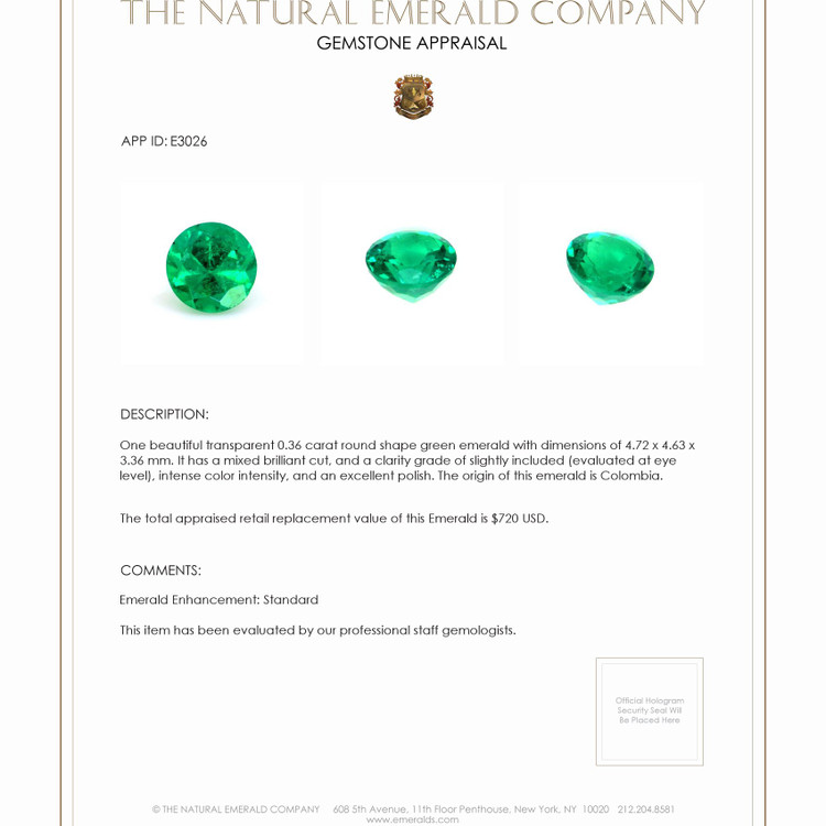0.36 Ct. Emerald from Colombia