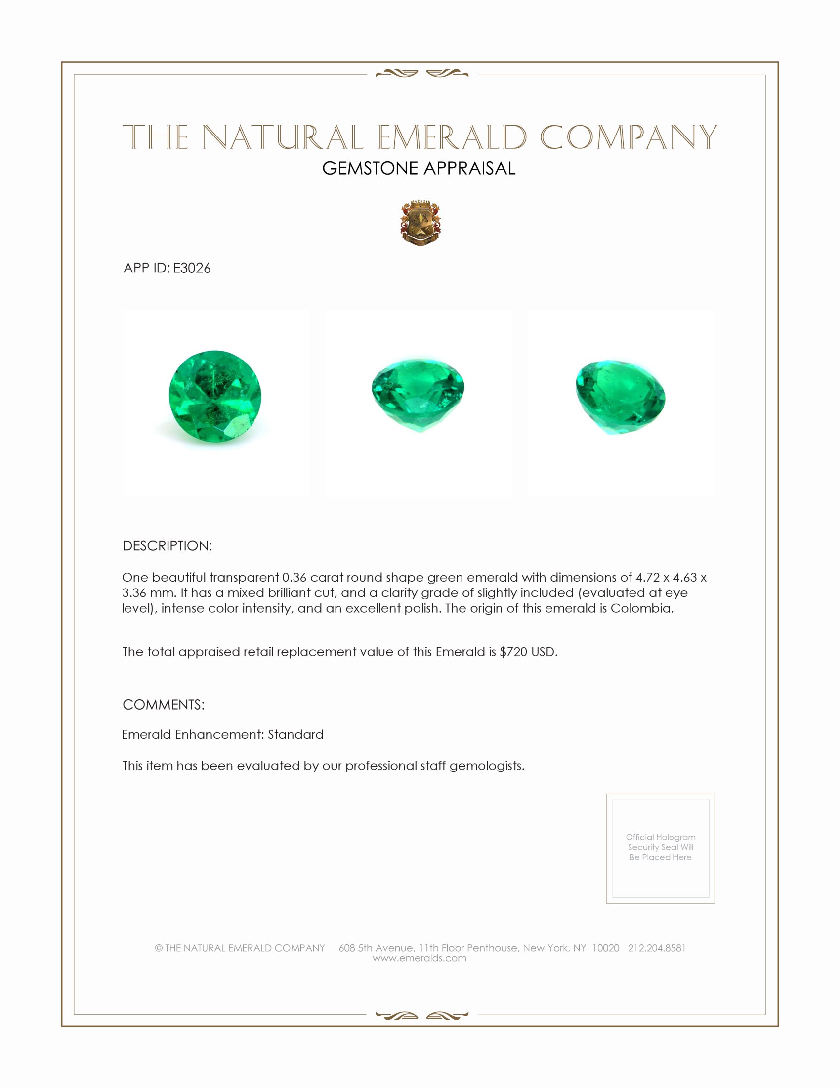 0.36 Ct. Emerald from Colombia