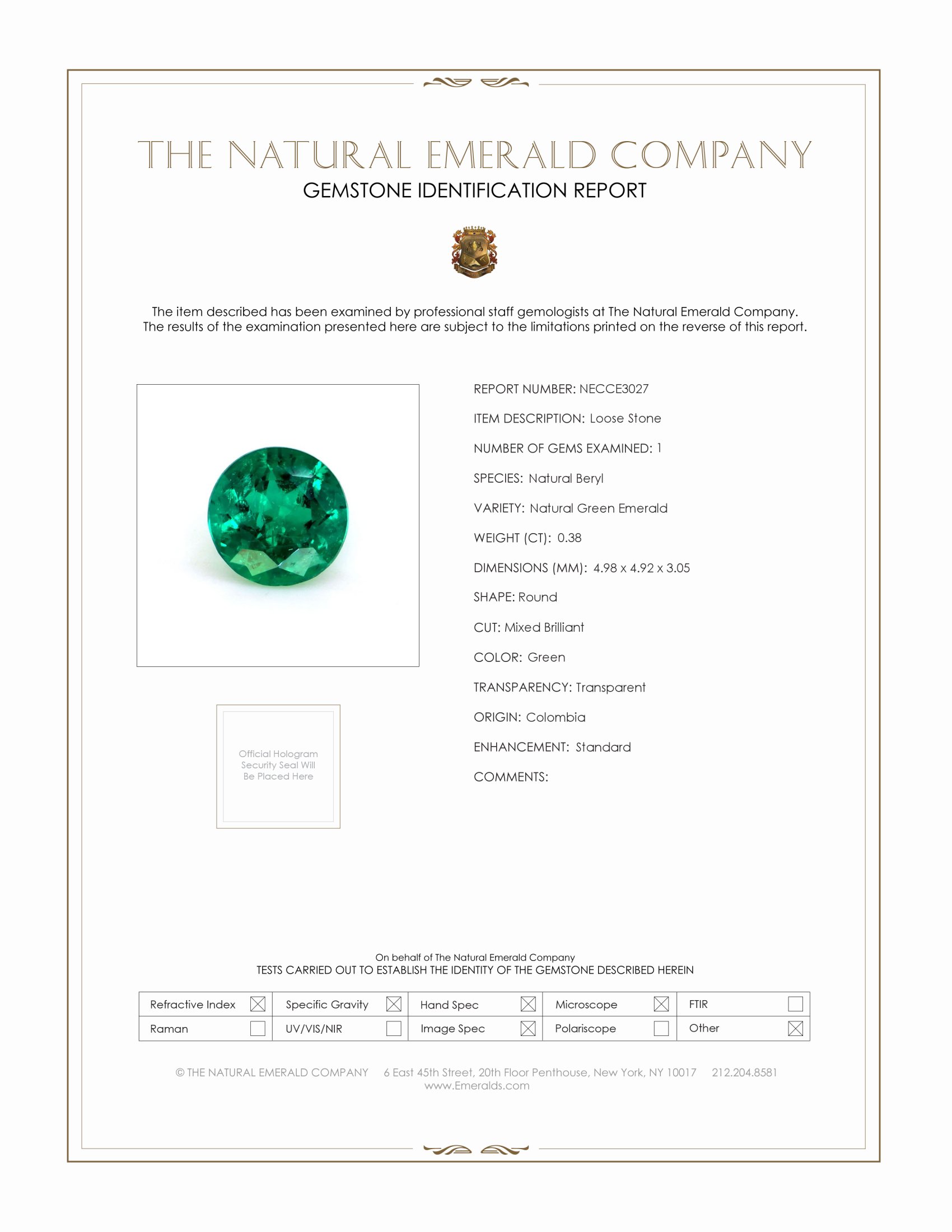 0.38 Ct. Emerald from Colombia
