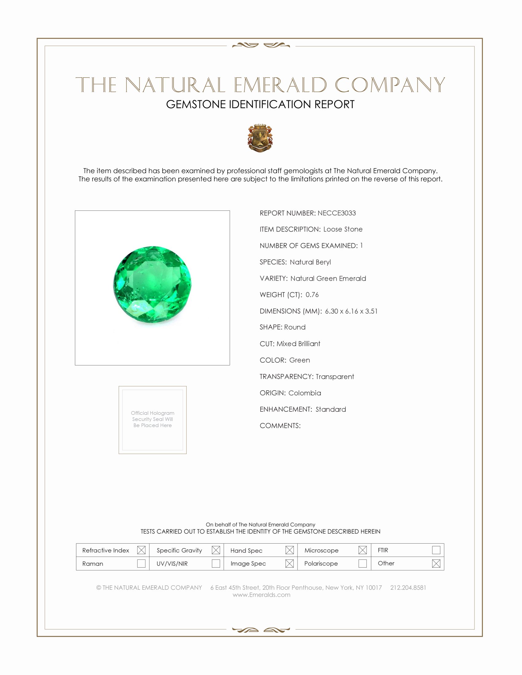 0.76 Ct. Emerald from Colombia