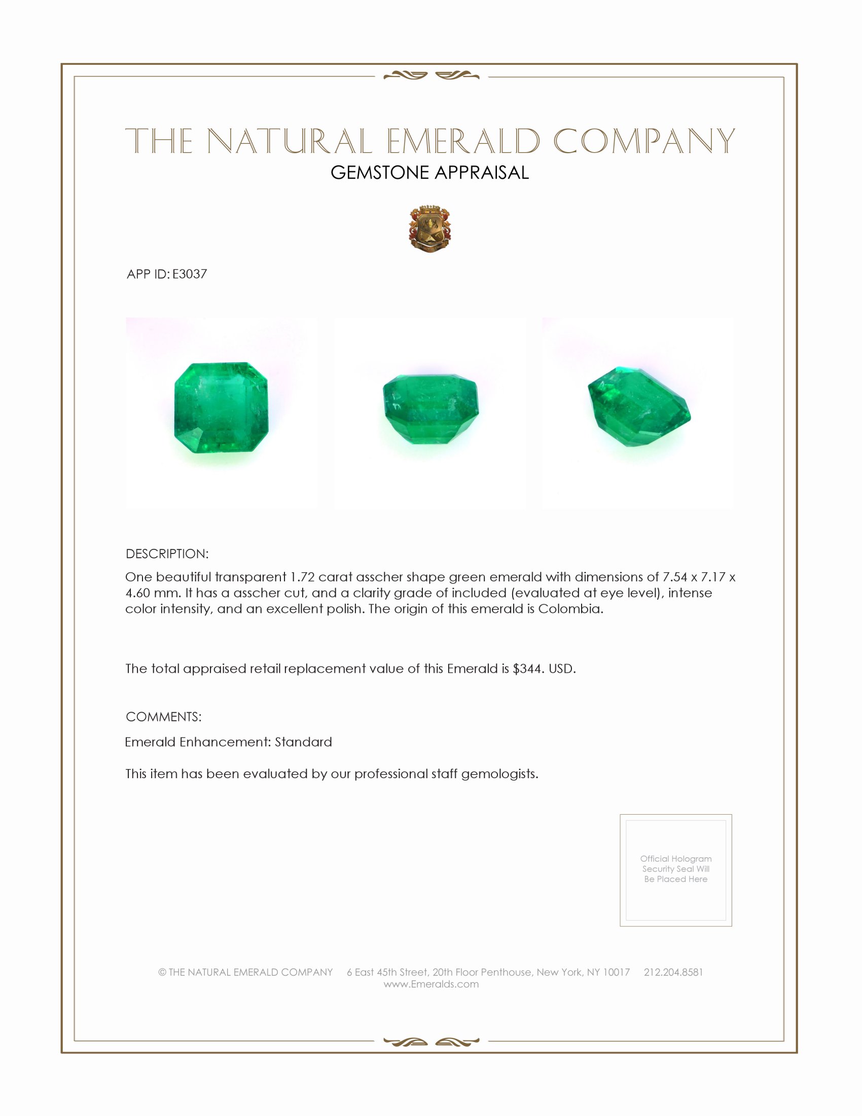 1.72 Ct. Emerald from Colombia