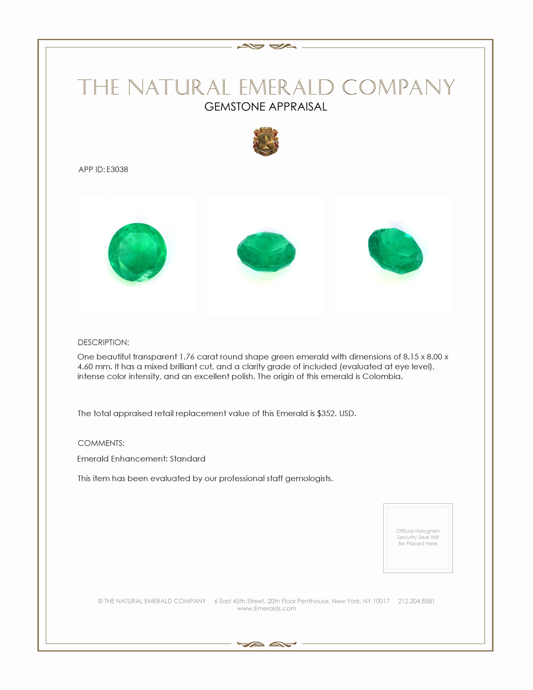 1.76 Ct. Emerald from Colombia