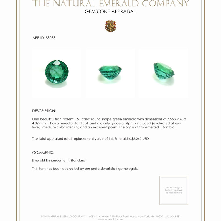 1.51 Ct. Emerald from Zambia