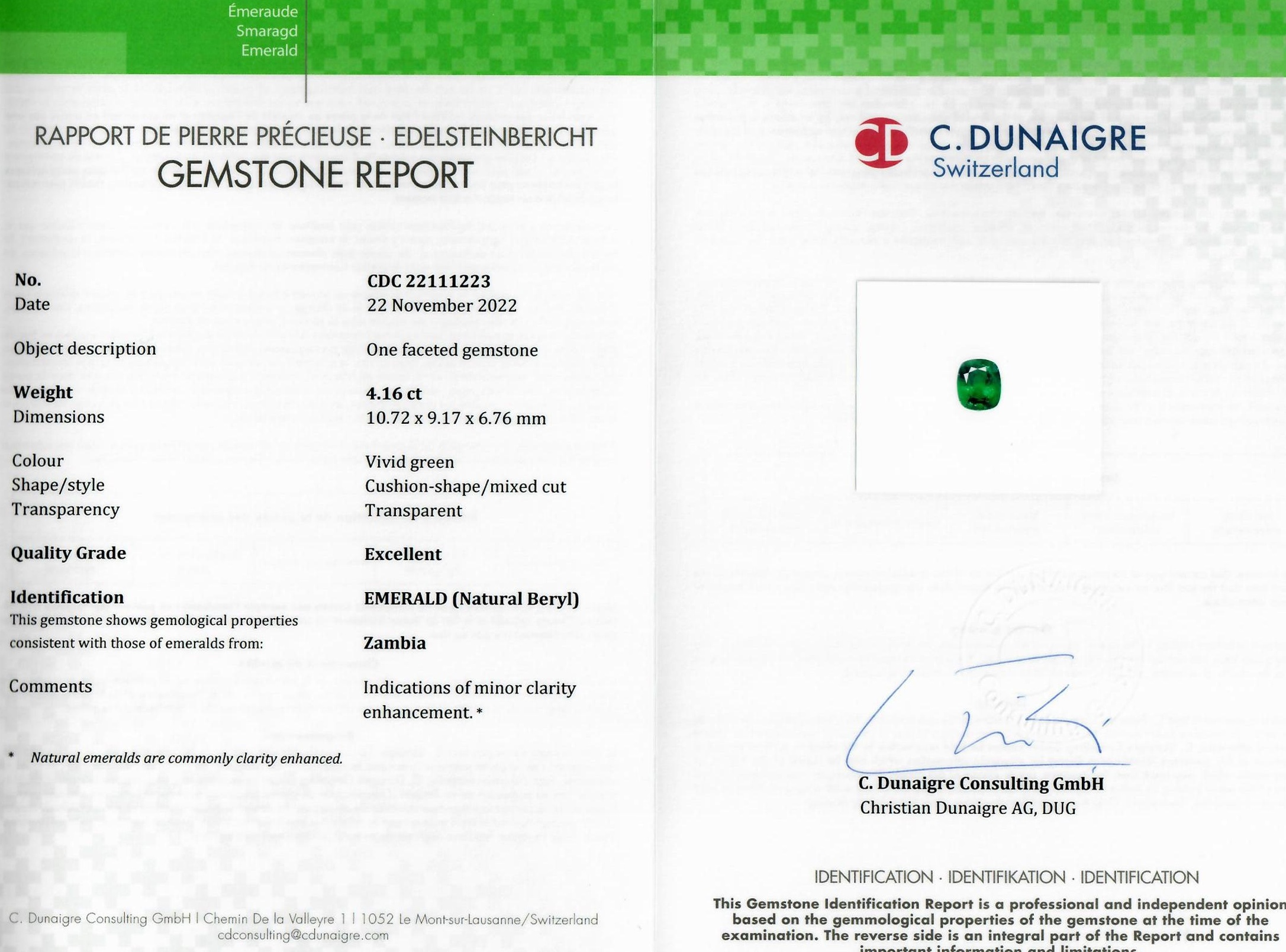 4.16 Ct. Emerald from Zambia