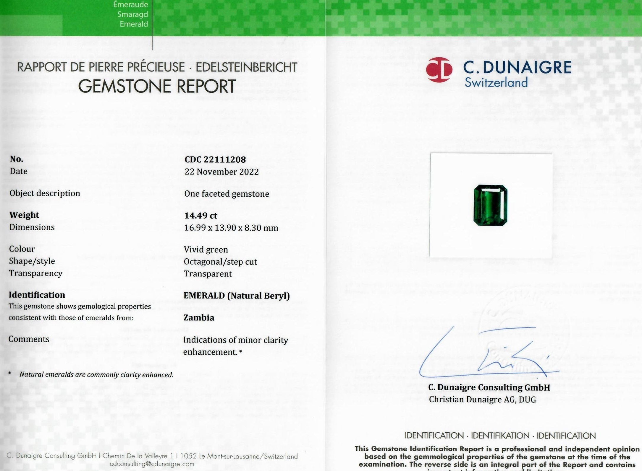 14.49 Ct. Emerald from Zambia