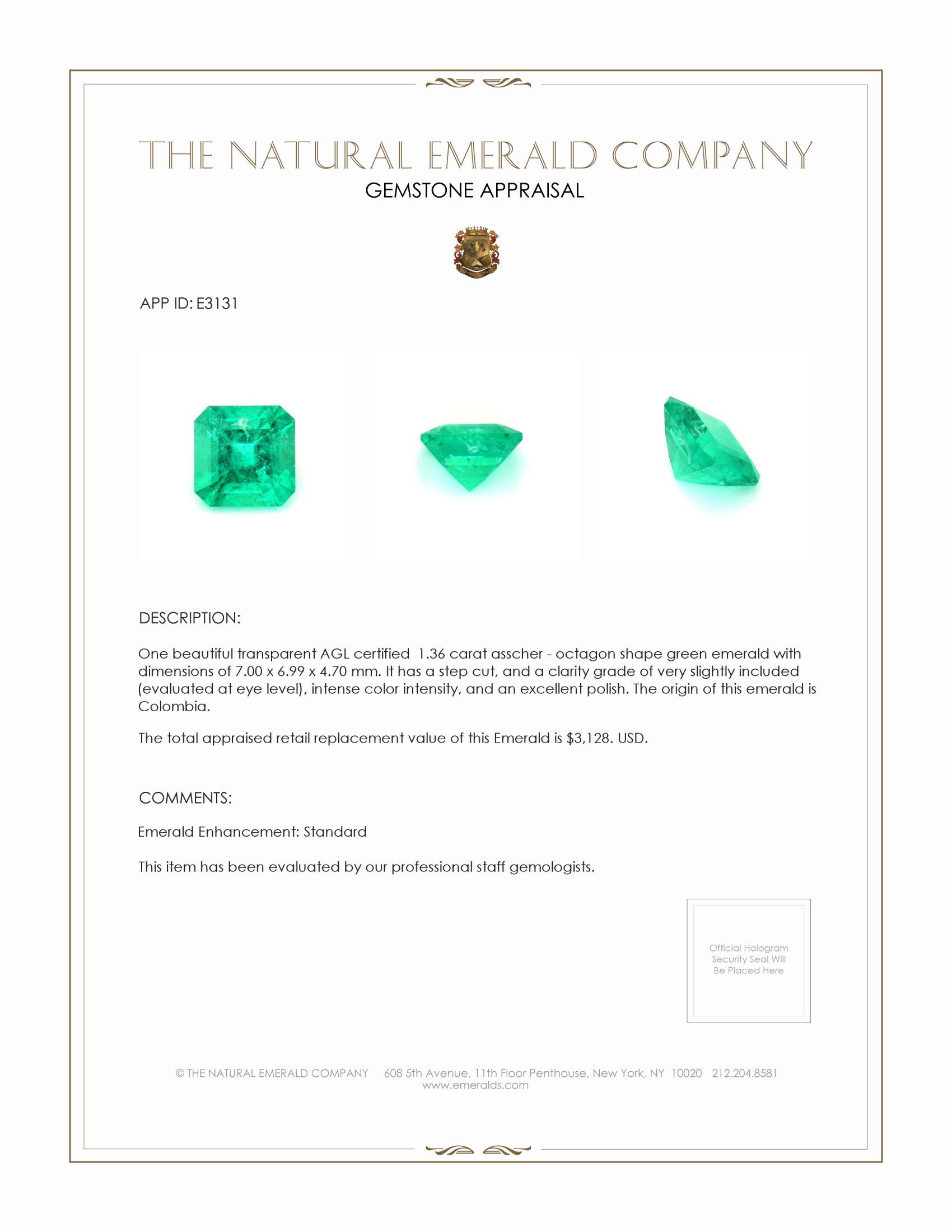 1.36 Ct. Emerald from Colombia