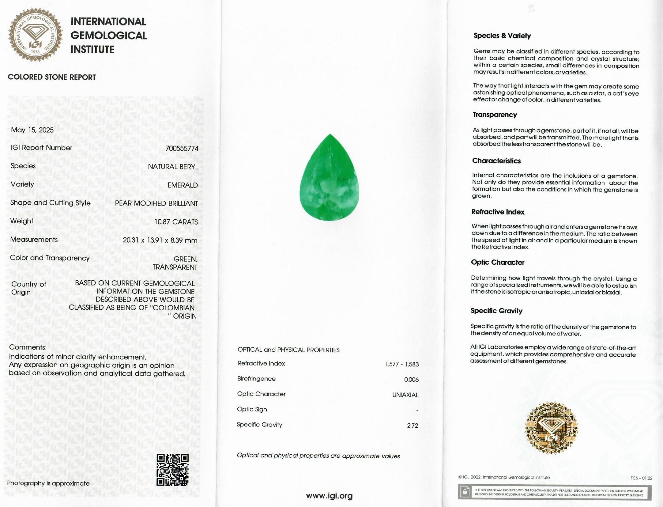 10.86 Ct. Emerald from Colombia