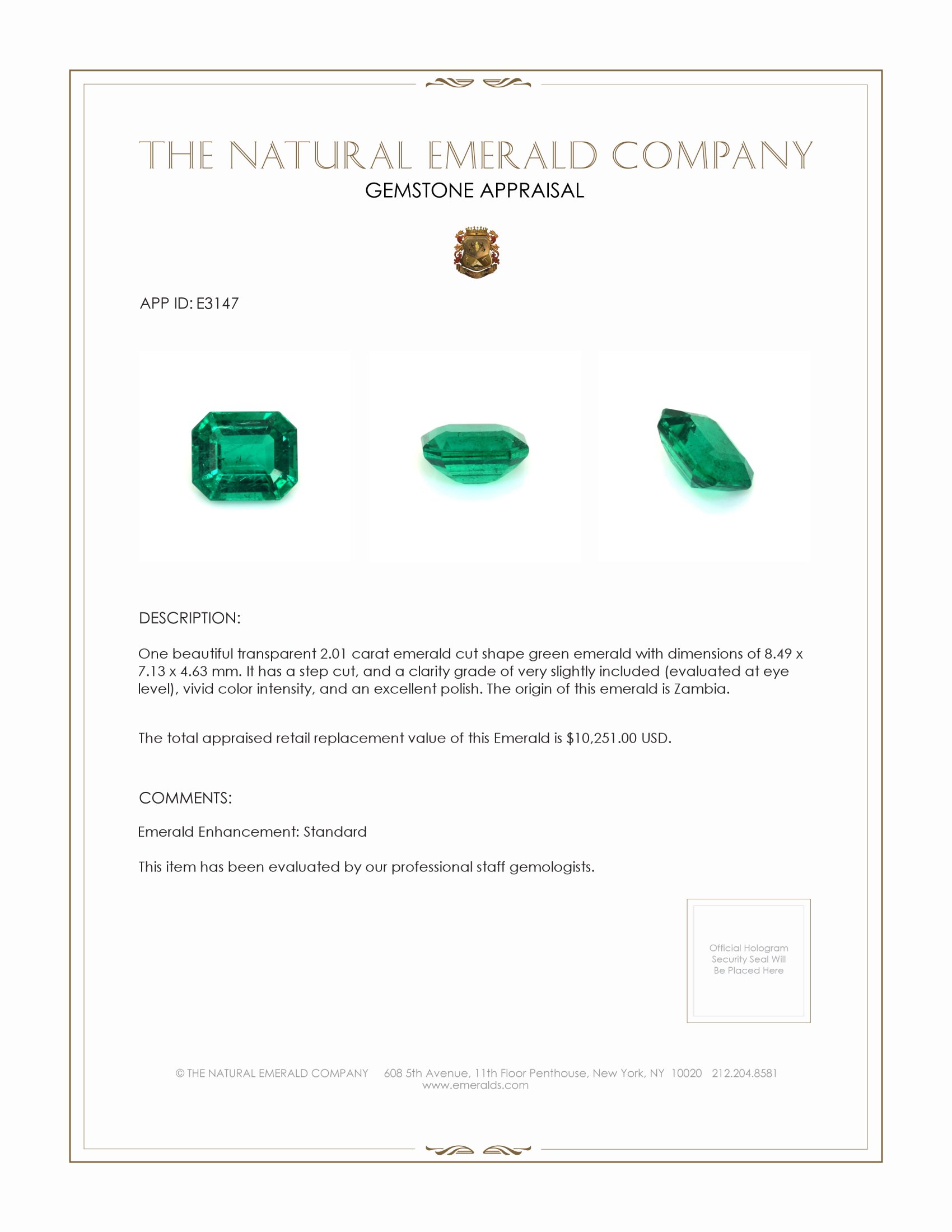 2.01 Ct. Emerald from Zambia