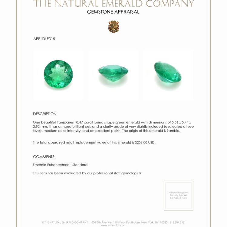 0.47 Ct. Emerald from Zambia