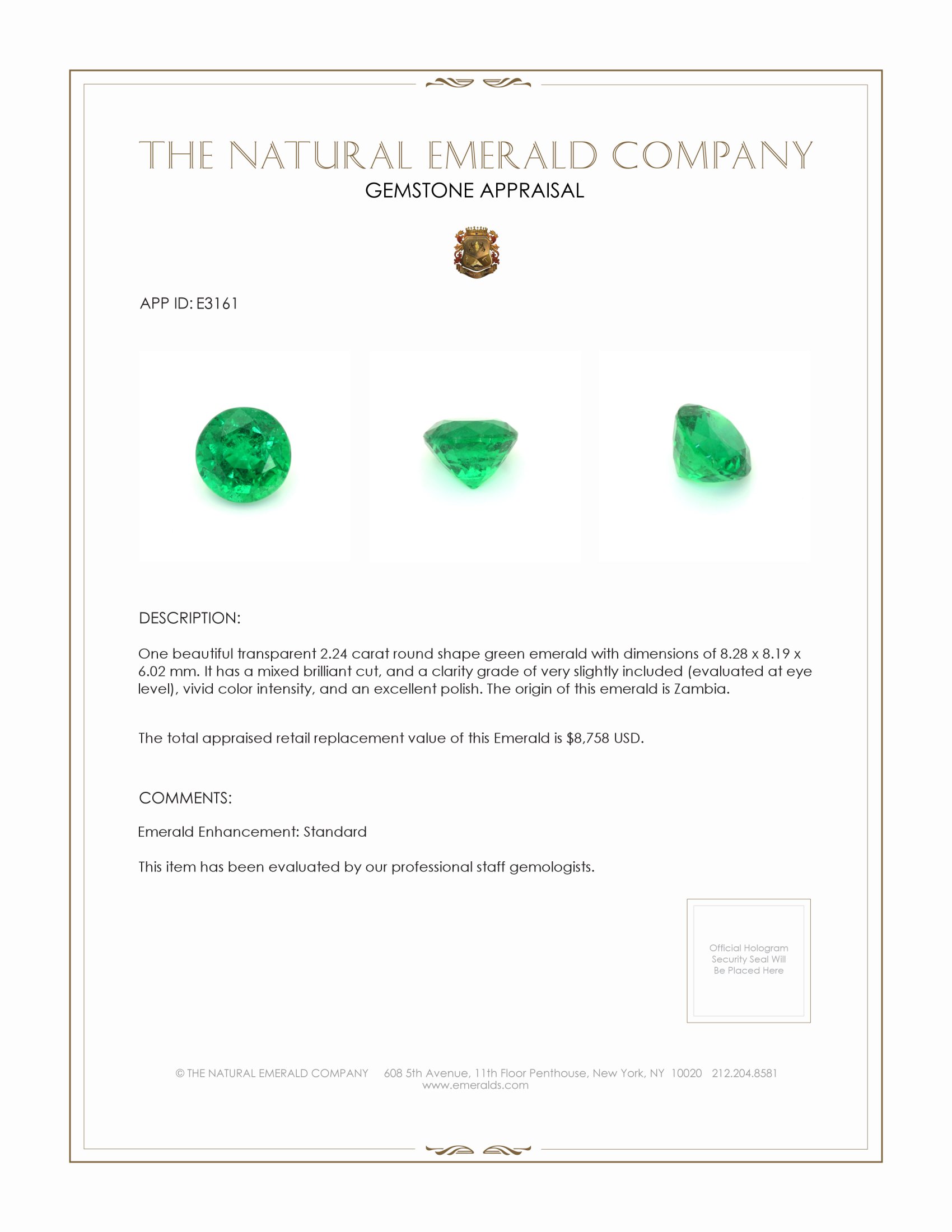 2.24 Ct. Emerald from Zambia