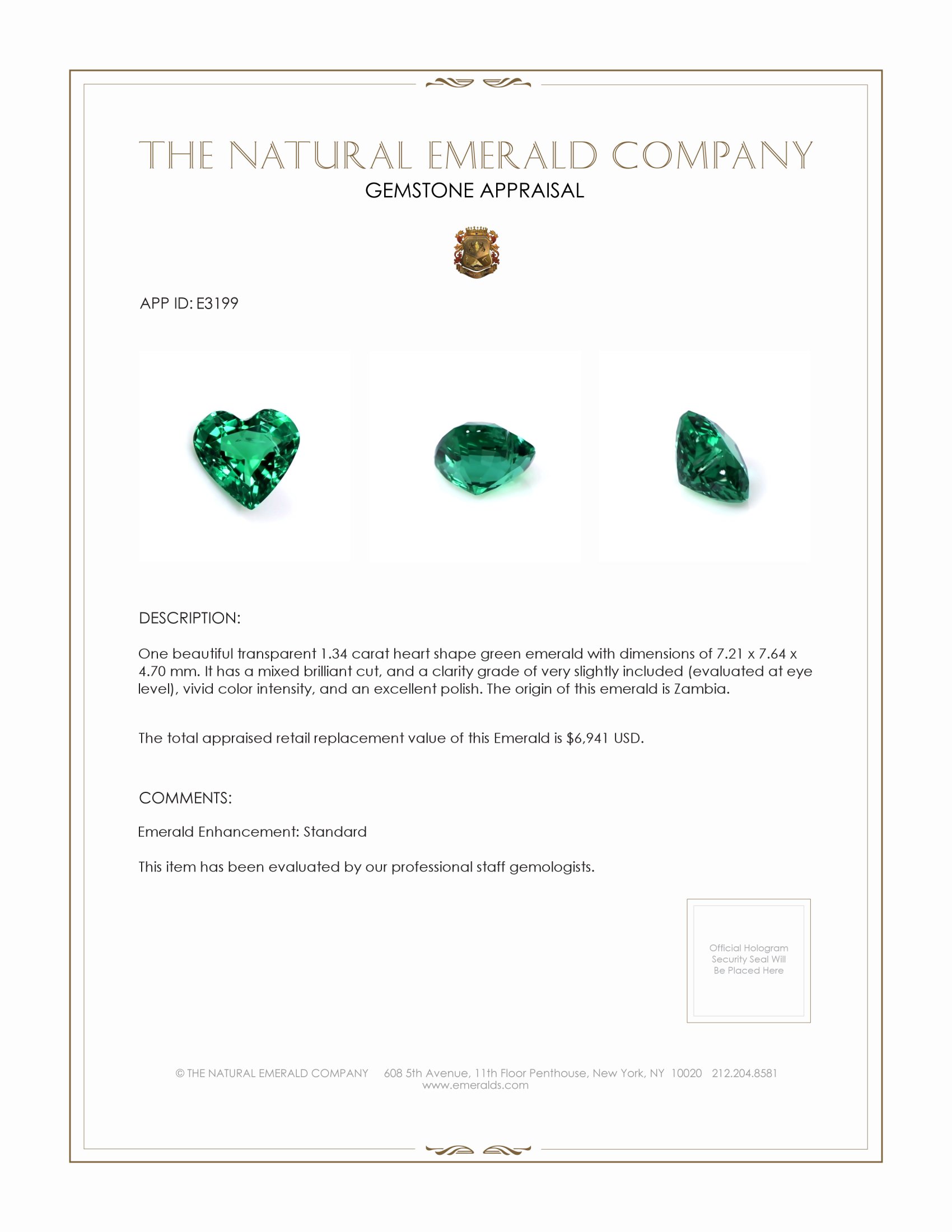 1.34 Ct. Emerald from Zambia