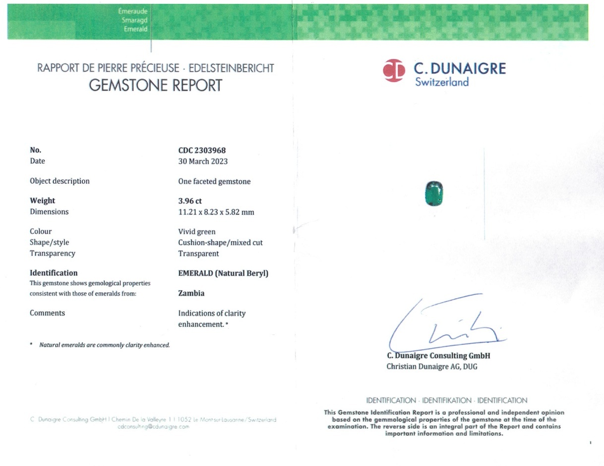 3.96 Ct. Emerald from Zambia