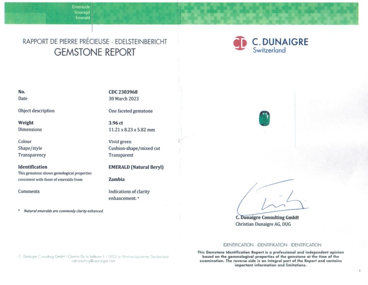 3.96 Ct. Emerald from Zambia