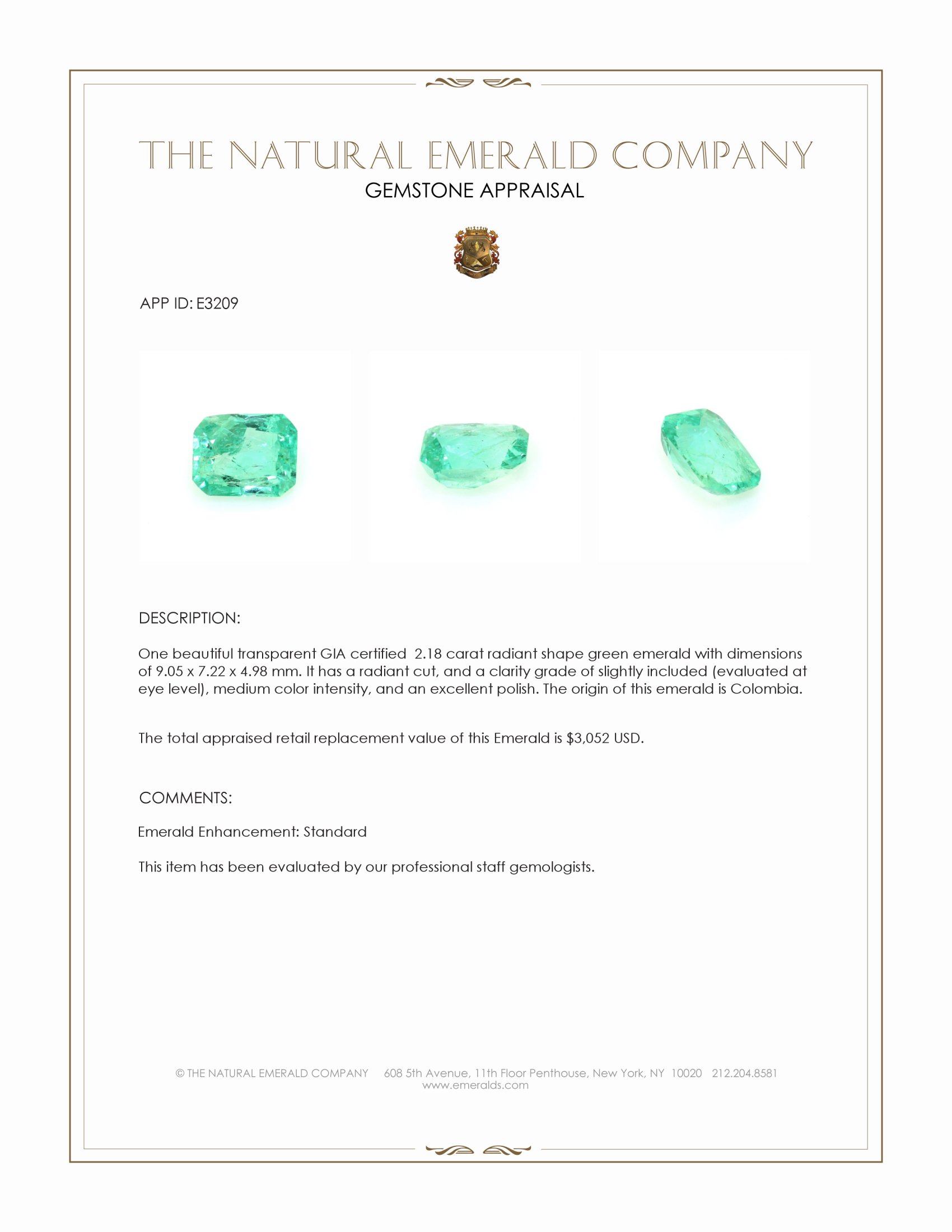2.18 Ct. Emerald from Colombia