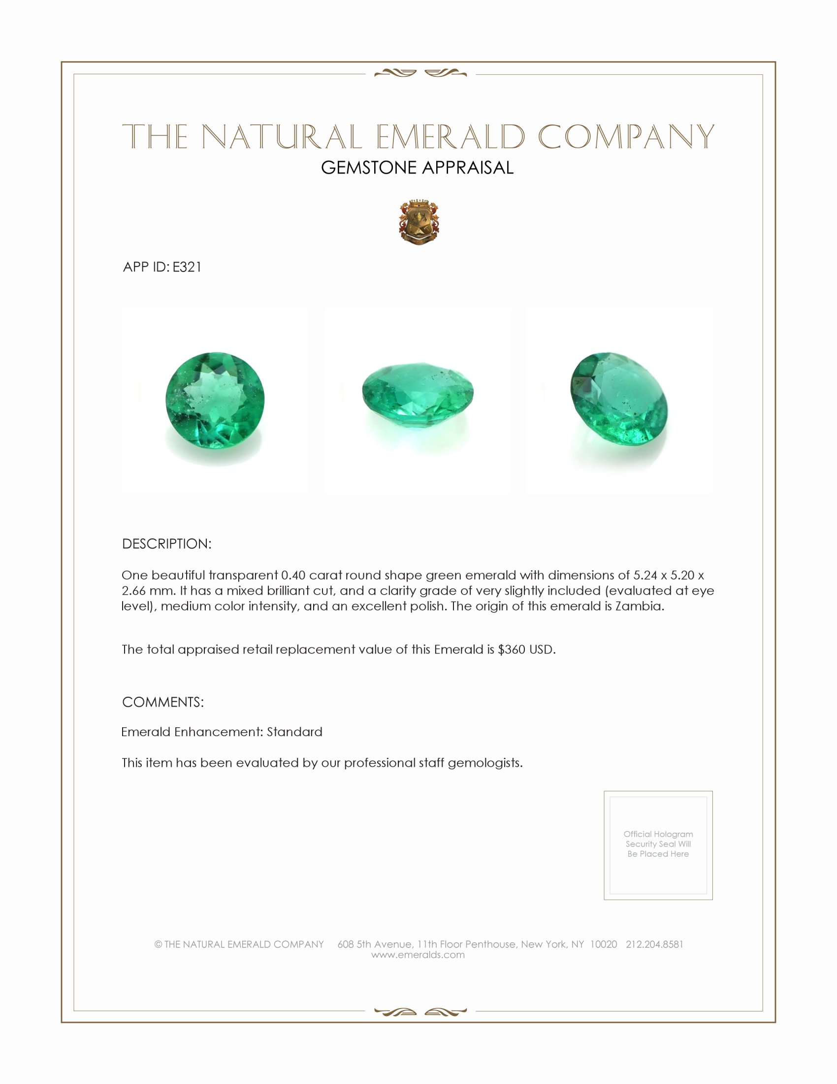 0.40 Ct. Emerald from Zambia