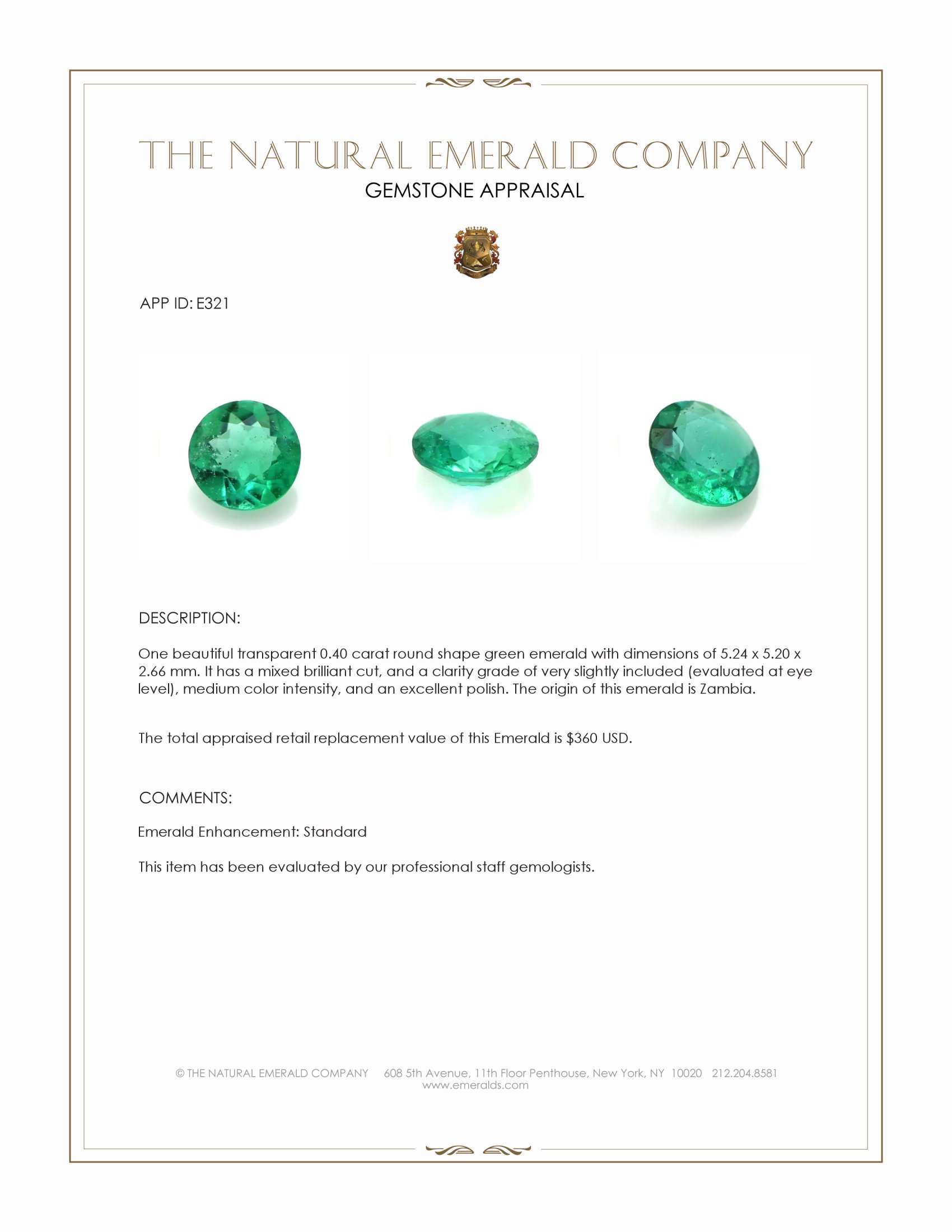 0.40 Ct. Emerald from Zambia